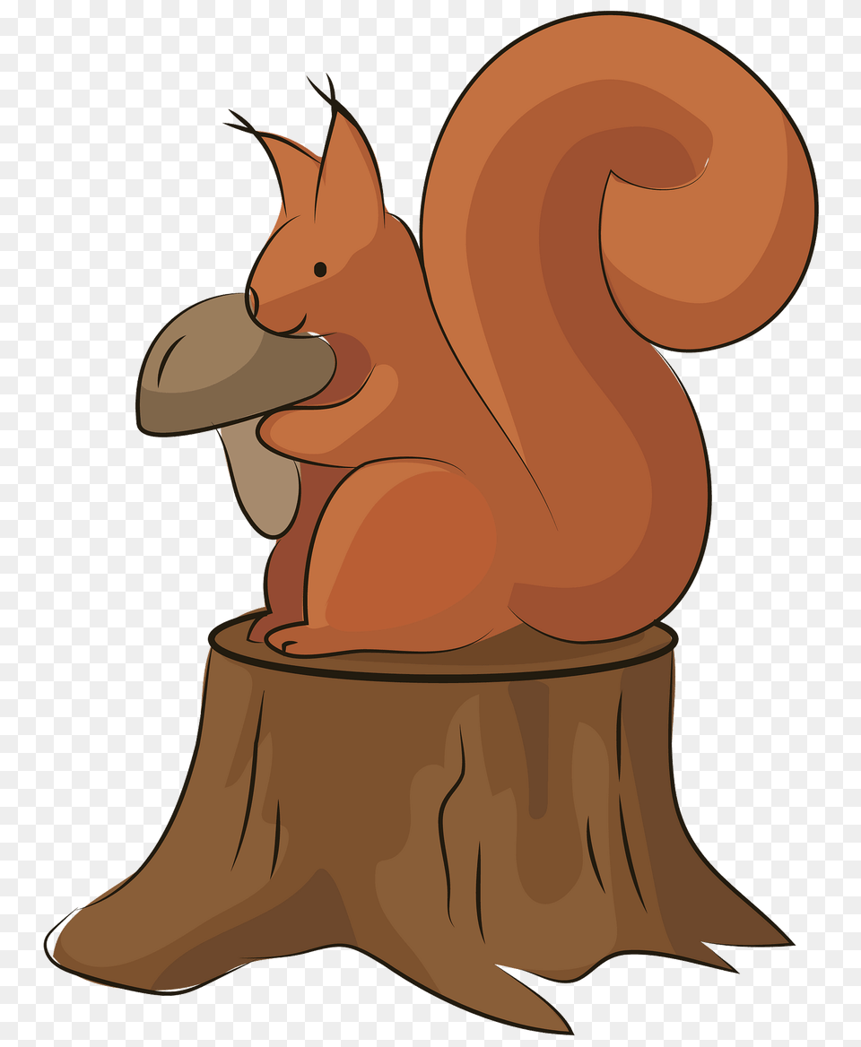Squirrel With Mushroom Clipart, Plant, Tree, Tree Stump Free Png