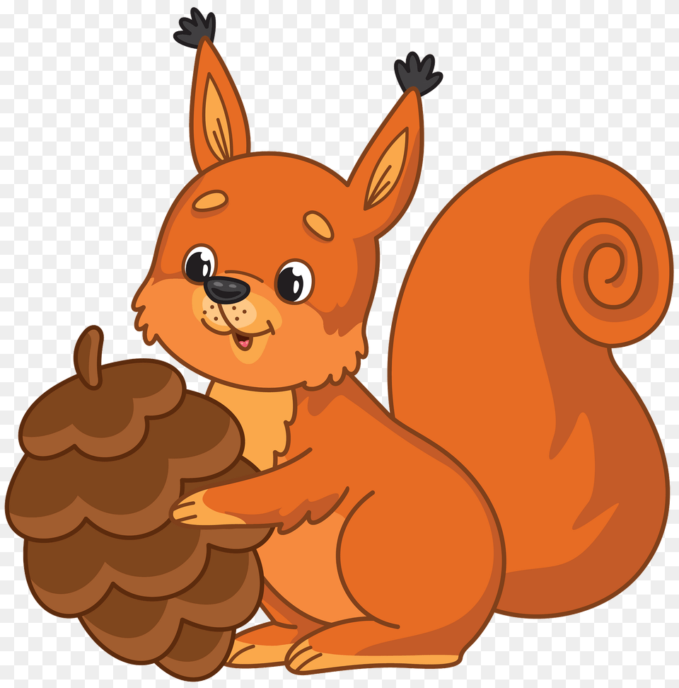 Squirrel With Pine Cone Clipart, Animal, Mammal, Rabbit, Baby Png