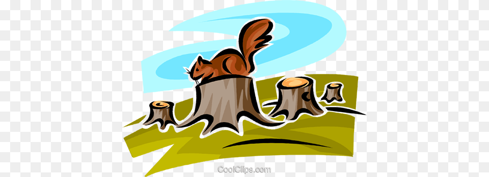 Squirrels Royalty Vector Clip Art Illustration, Plant, Tree, Tree Stump Free Transparent Png