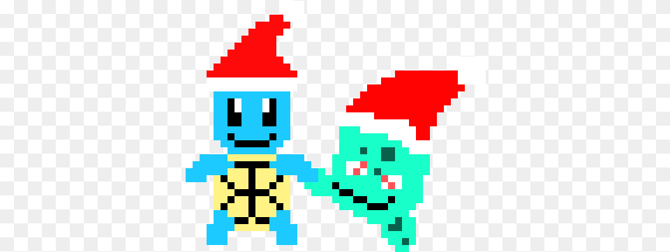 Squirtle And Bulbasaur Christmas Hats Pixel Art Maker Clip Art Free Png