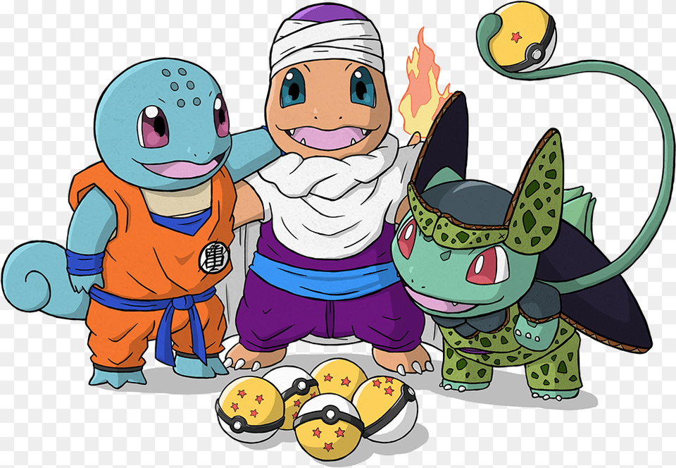 Squirtle As Krillin Charmander As Piccolo Bulbasaur Pokemon Dbz Crossover, Baby, Person, Face, Head Free Png Download