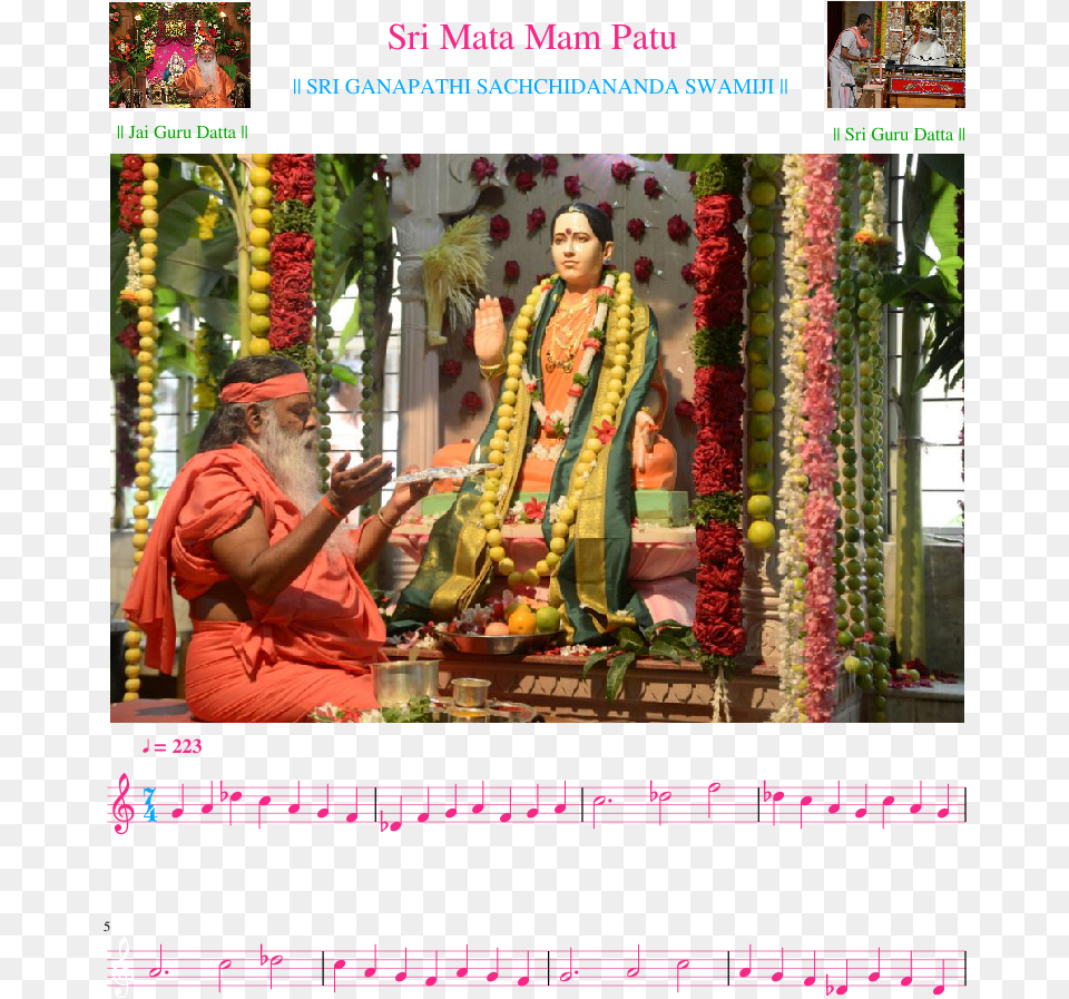 Sri Mata Mam Patu Sheet Music Composed By Religion, Flower, Plant, Flower Arrangement, Adult Png Image