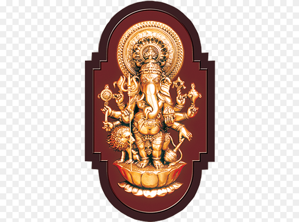 Sri Shubha Drishti Ganapathy, Chandelier, Lamp, Bronze, Gold Png
