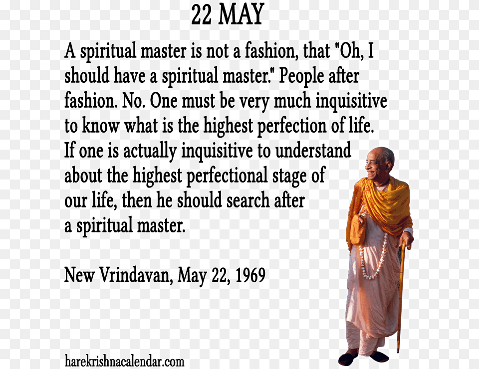 Srila Prabhupada Quotes For Month May Religion, Adult, Male, Man, Monk Free Transparent Png