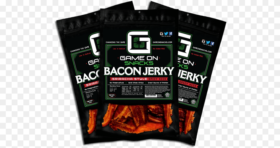 Sriracha Bacon Jerky Game On Snacks, Advertisement, Poster, Food, Meat Free Png Download