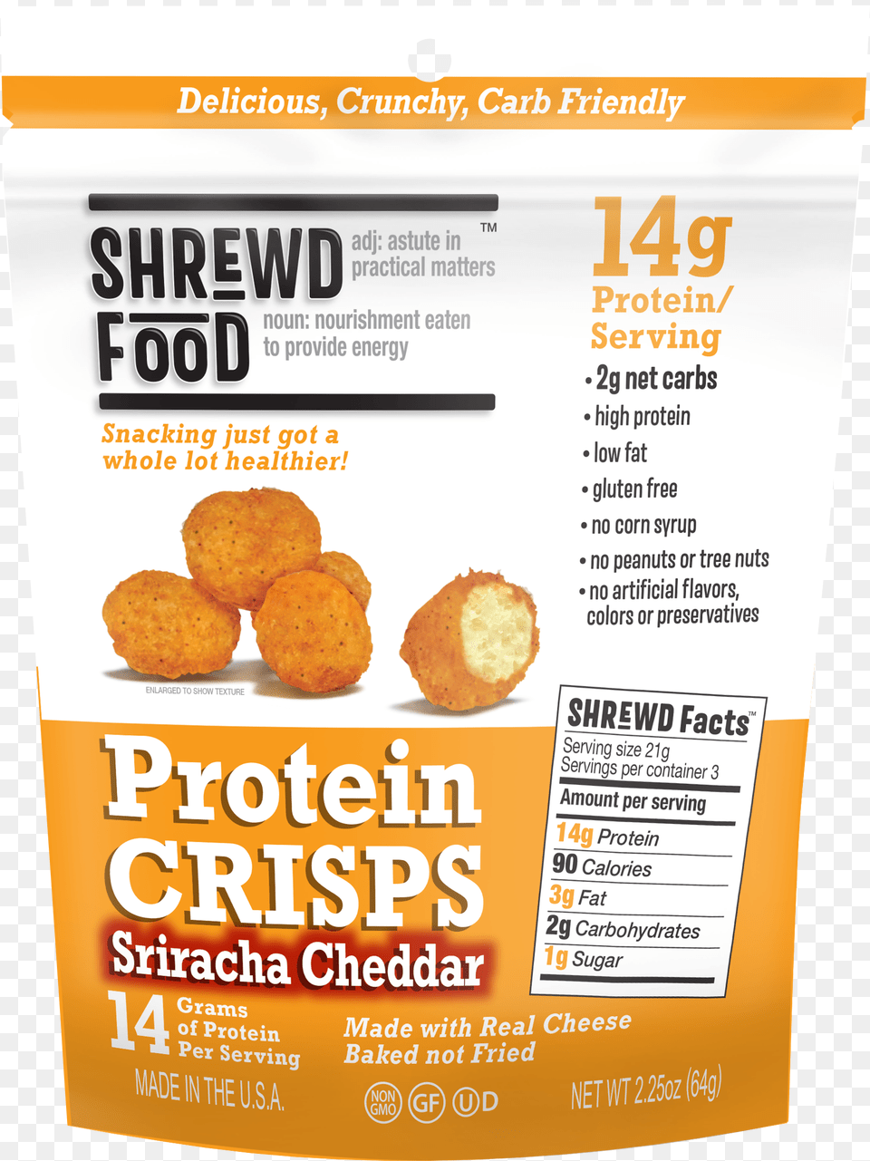 Sriracha Cheddar Protein Crisps Snack, Advertisement, Poster, Bread, Food Free Transparent Png