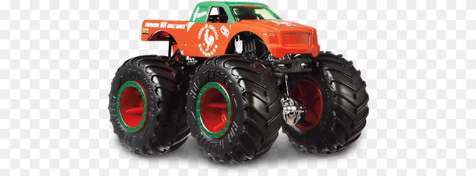 Sriracha In Red Hot Wheels Monster Trucks 2019 Car Hot Wheels, Device, Tool, Tire, Plant Png Image