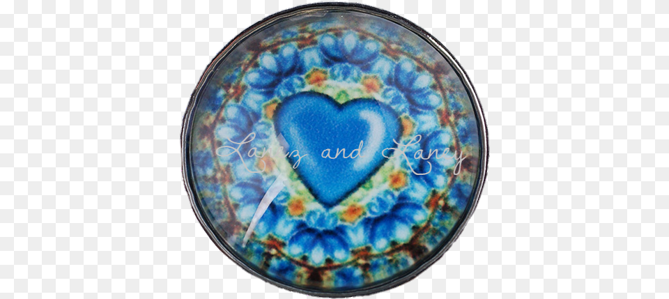 Ss Blue Floral Heart Lg Snaps Heart, Accessories, Art, Gemstone, Jewelry Free Png
