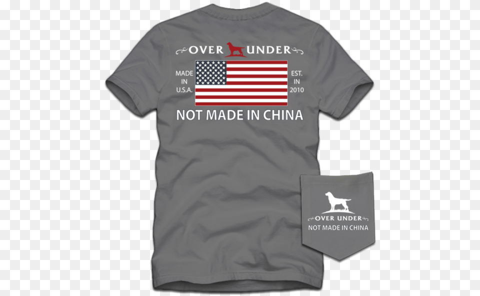 Ss Not Made In China T Shirt Grey Over Under Not Made In China, Clothing, T-shirt, American Flag, Flag Free Png