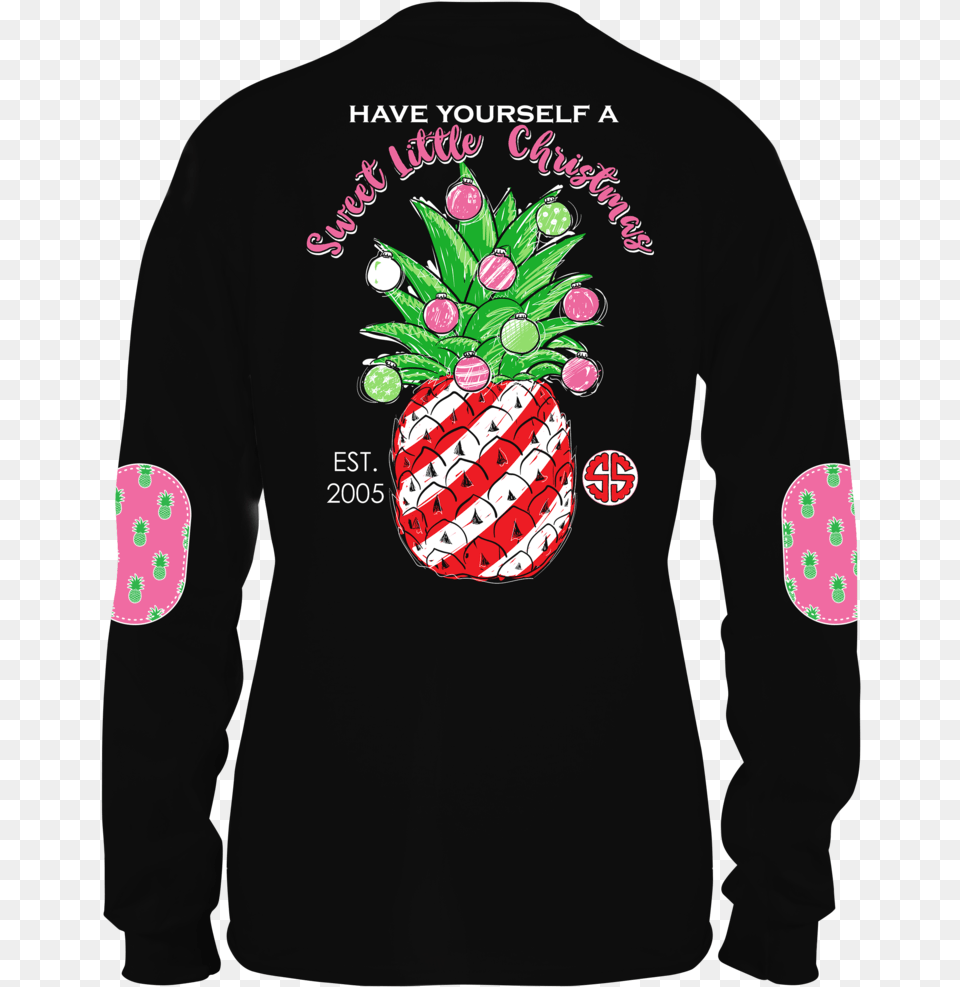 Ss Sweet Little Christmas Simply Southern Pineapple Christmas, Clothing, Food, Fruit, Long Sleeve Free Png Download