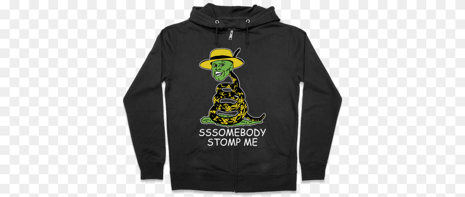 Sssomebody Stomp Me Mask Parody Zip Hoodie Halloween Gives Me The Real Big Frighten Hoodie Funny, Clothing, Coat, Knitwear, Long Sleeve Free Transparent Png