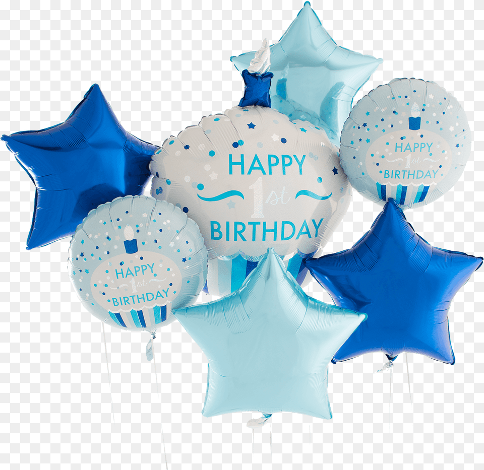 St Birthday Blue Cupcake Bunch Blue Balloons Happy 1st Birthday, Balloon, People, Person Free Png Download