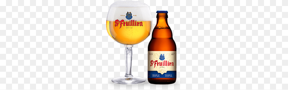 St Feuillien Triple With Glass, Alcohol, Beer, Lager, Beverage Free Transparent Png