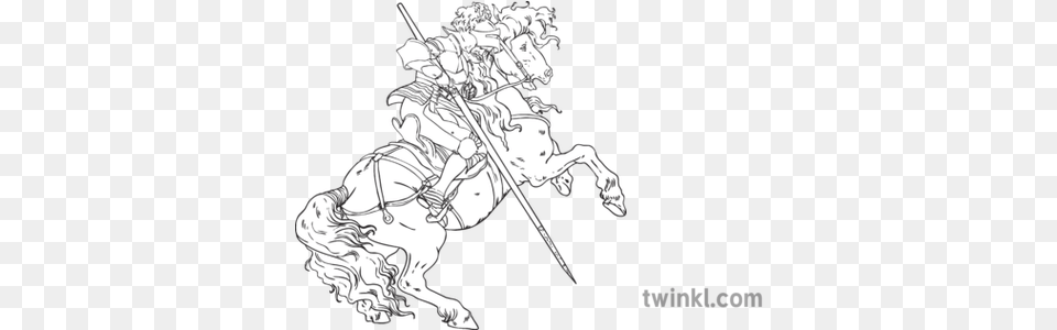 St Line Drawing St George Dragon, People, Person, Knight, Baby Free Png Download