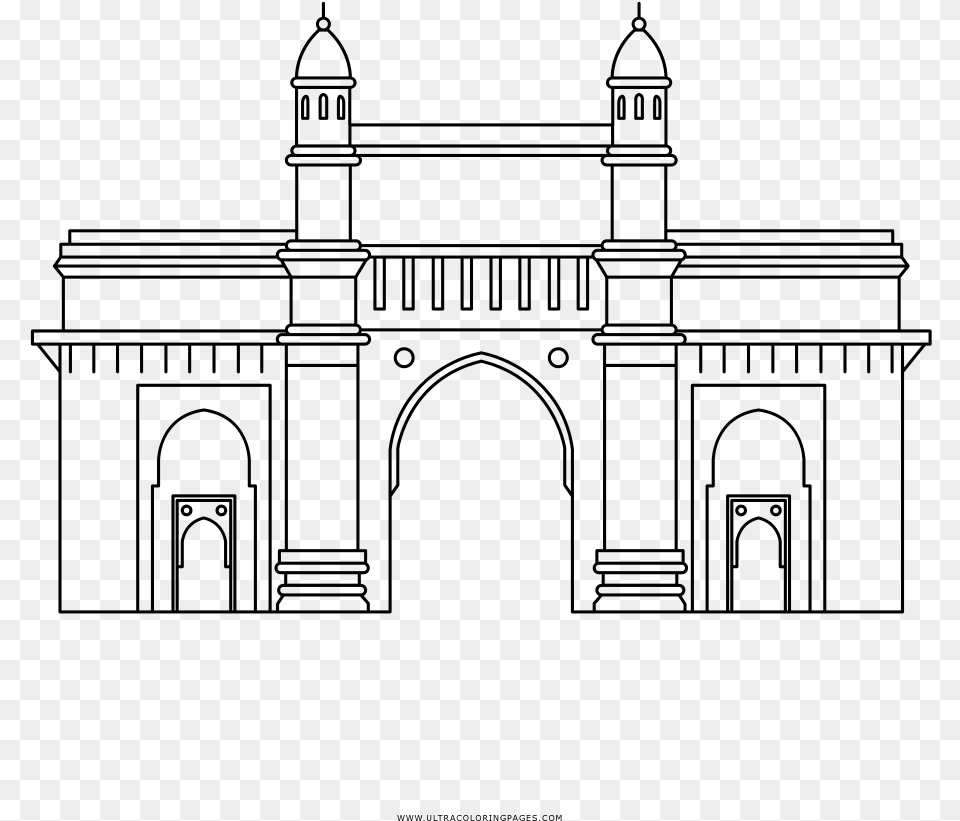 St Louis Arch Coloring Sheet Gateway Of India Coloring Colouring, Gray Png Image