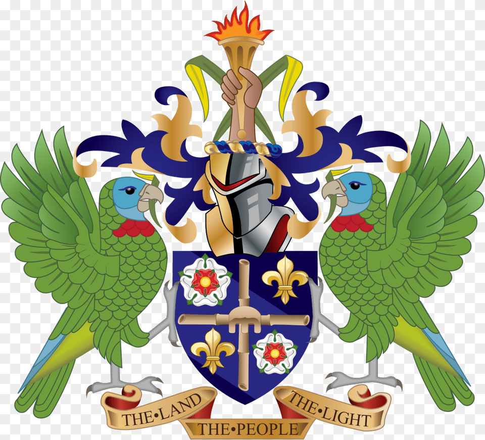 St Lucia Coat Of Arms, Emblem, Symbol, Animal, Bird Free Png