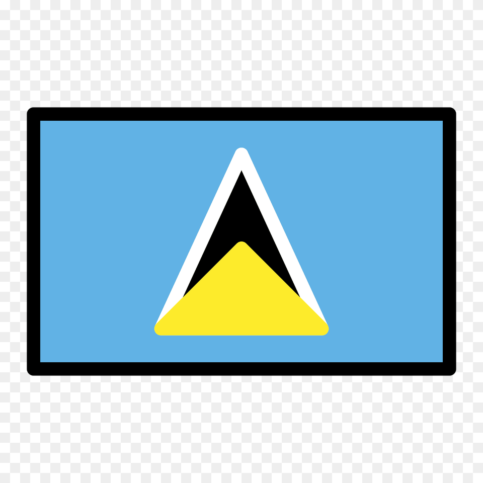 St Lucia Flag Emoji Clipart, Triangle, Blackboard, Sign, Symbol Free Png
