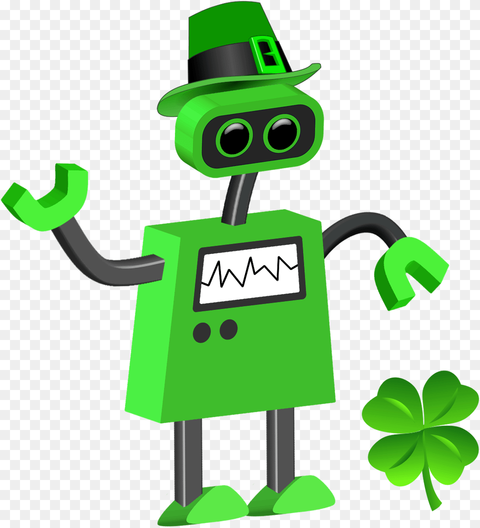St Patrick Day Robot, Green Png Image
