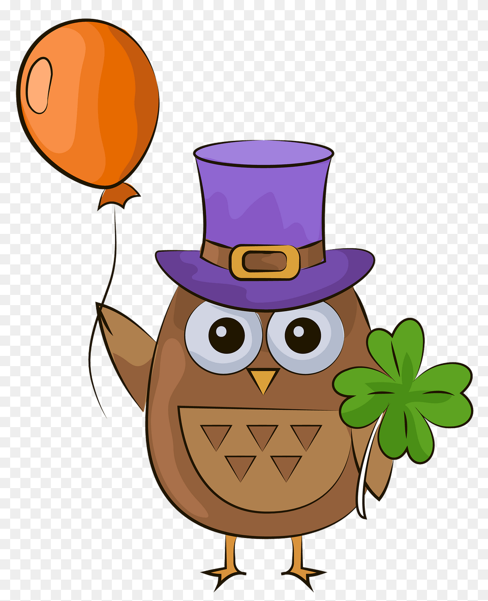 St Patrick Owl With Balloon Clipart, Cartoon, Nature, Outdoors, Snow Png Image