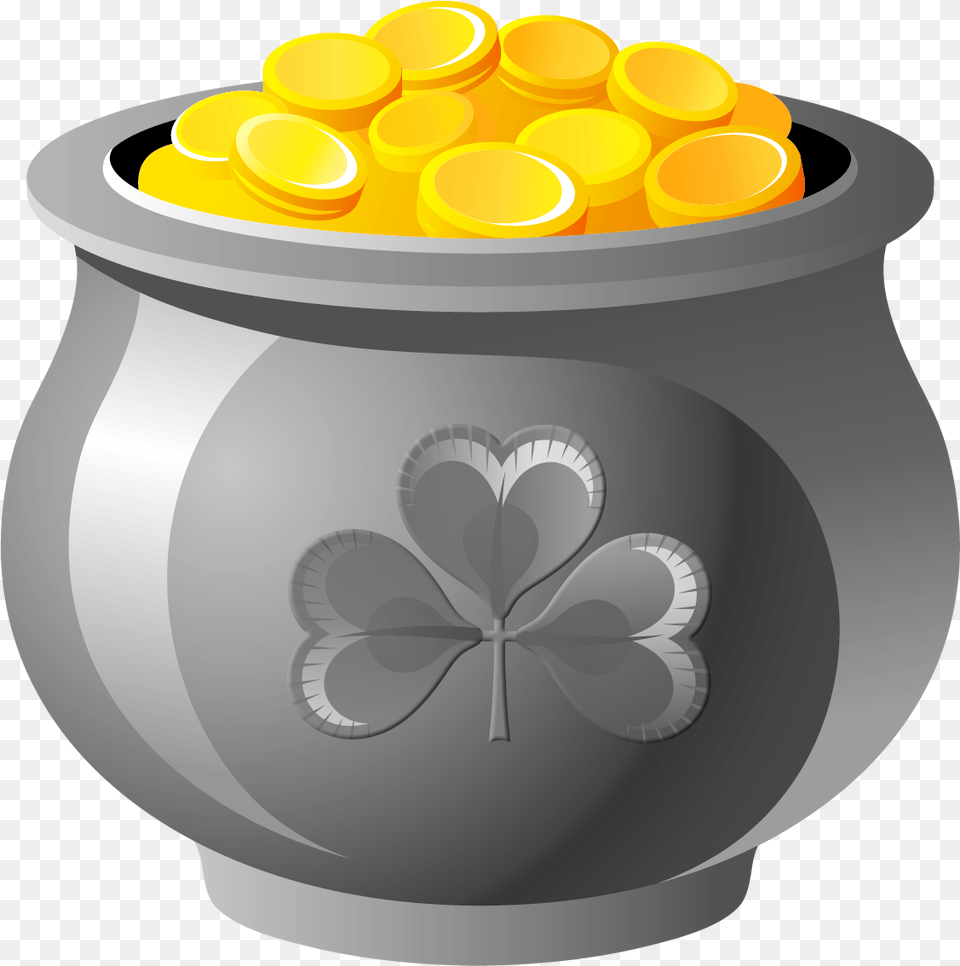 St Patrick Pot Of Gold With Coins Artscience Museum, Jar, Pottery, Plant, Potted Plant Png Image