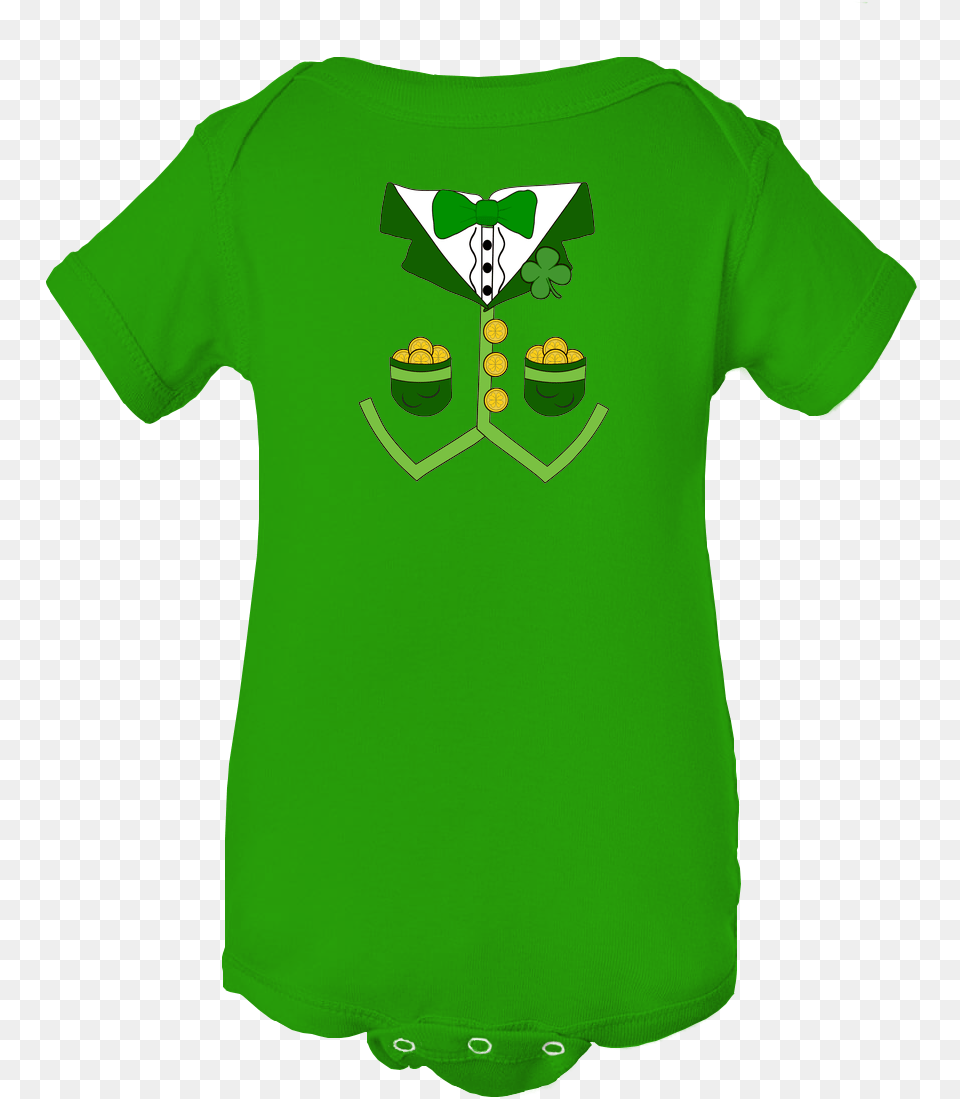 St Patricks Day Baby Onesie Bodysuit Baby St Patrick Day Shirts, Clothing, Shirt, T-shirt, Green Png Image