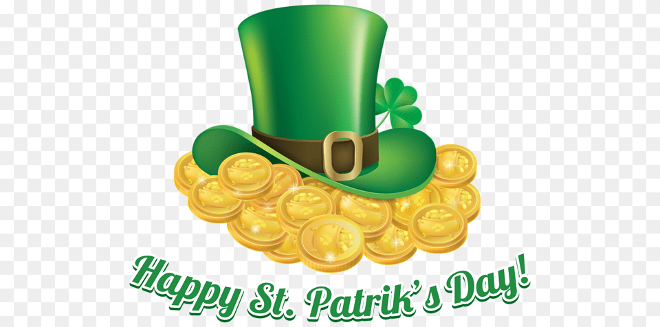 St Patricks Day Coins And Hat Clip Art Image, Clothing, Gold, Birthday Cake, Cake Free Png Download