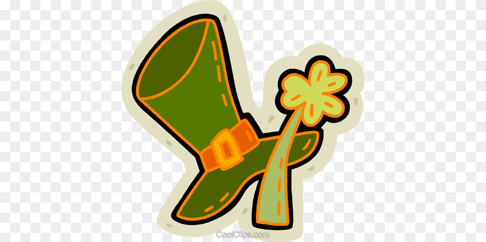 St Patricks Day Hat And Clover Royalty Vector Clip Art, Clothing, Device, Grass, Lawn Free Png