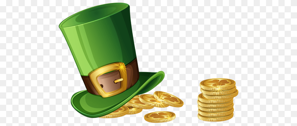 St Patricks Day Hat And Gold Coins, Treasure, Money, Coin, Clothing Png Image