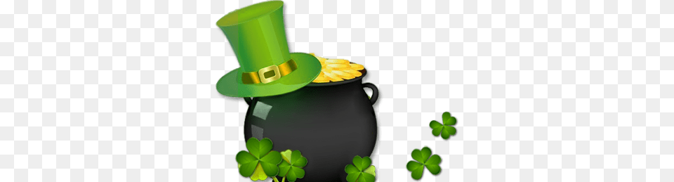 St Patricks Day Pot Of Gold And Hat, Green, Jar, Ammunition, Weapon Png