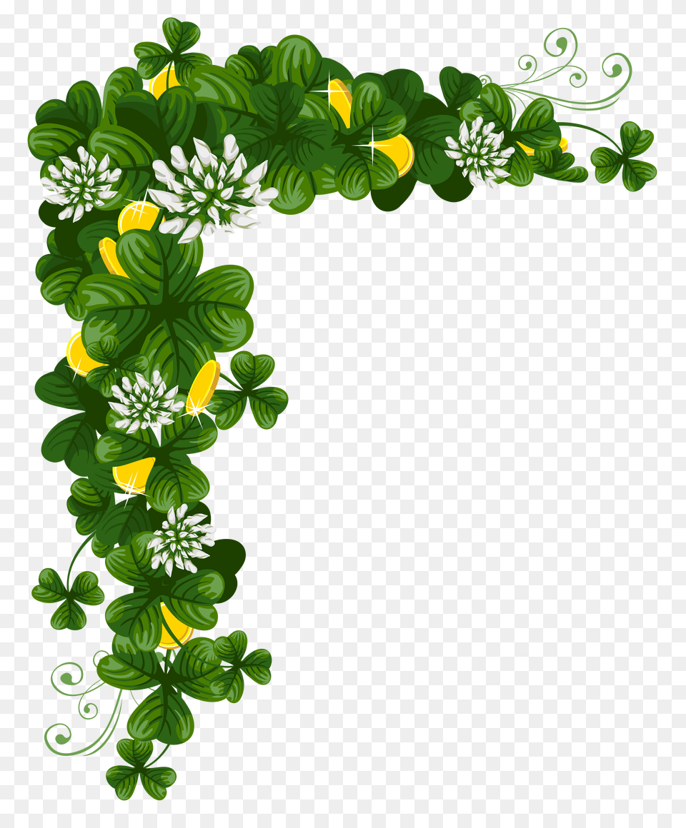 St Patricks Day Shamrocks With Coins Gallery, Art, Floral Design, Graphics, Green Free Png Download