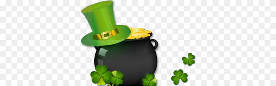 St Patricku0027s Day Pot Of Gold And Hat Stickpng St Day Pot Of Gold, Green, Jar, Ammunition, Weapon Png