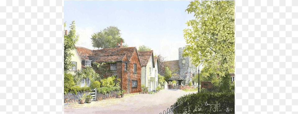 St Peters Church Old Woking Painting, Architecture, Building, Cottage, House Png