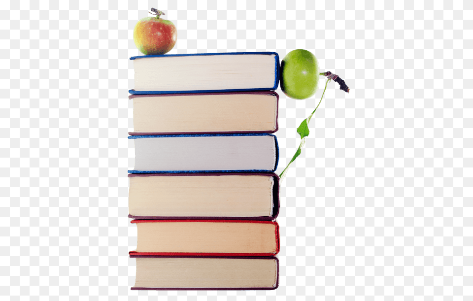 Stack Of Books And Apple, Publication, Produce, Plant, Fruit Free Transparent Png