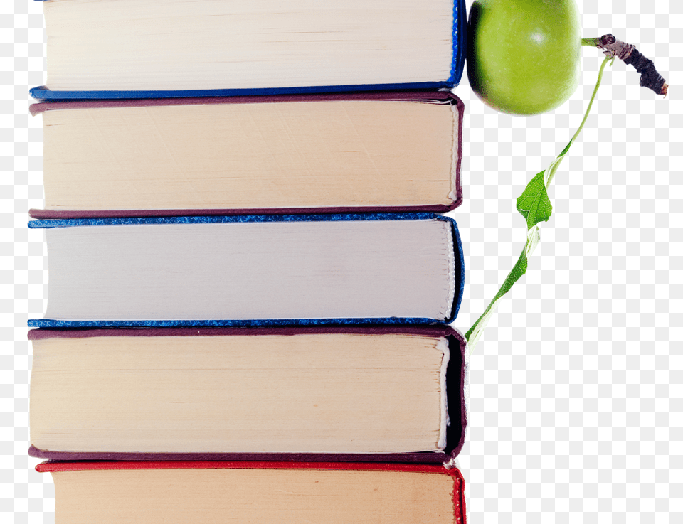 Stack Of Books And Apple Transparent Best Stock Photos, Book, Publication, Food, Fruit Free Png