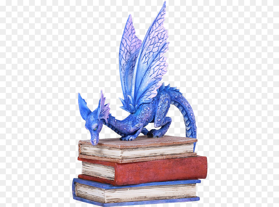 Stack Of Books Dragon Statue Dragon Reading A Book, Animal, Dinosaur, Reptile Free Png Download