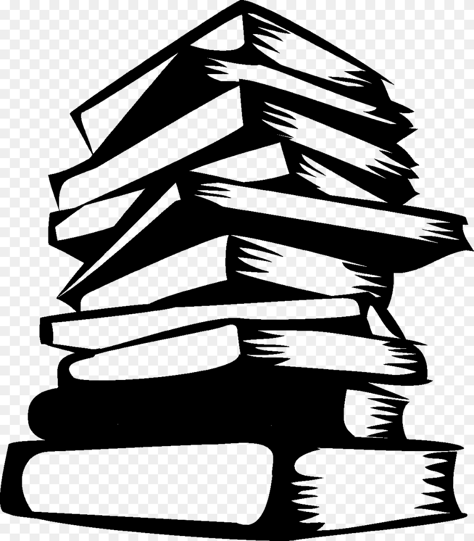 Stack Of Books Stencil Stacked Books Clipart Black And White, Book, Publication, Silhouette Png Image
