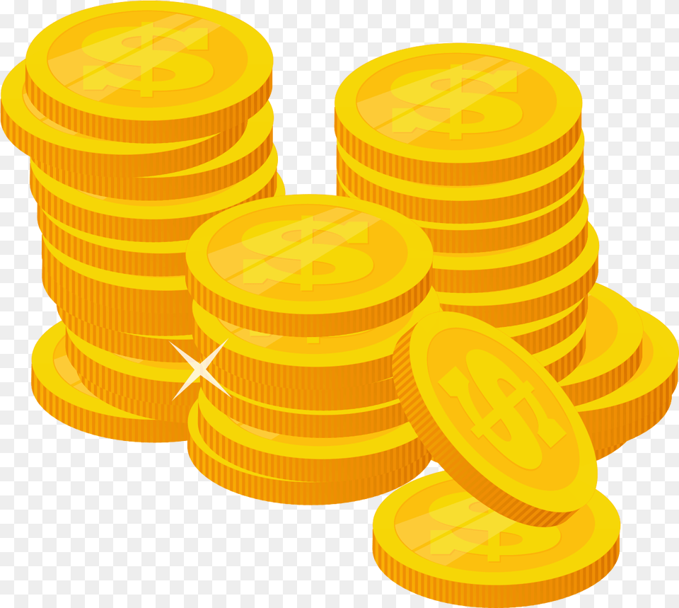 Stack Of Gold Coins Coin, Tape Png