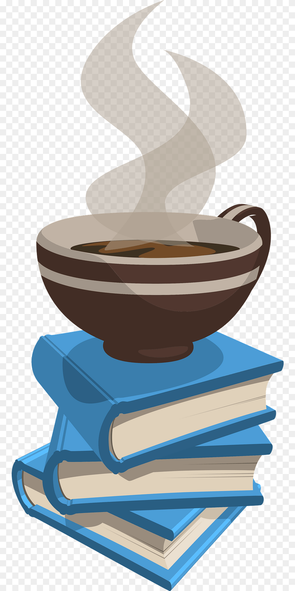 Stack Of Hardcover Books And Cup Of Coffee Clipart, Bowl, Soup Bowl Png