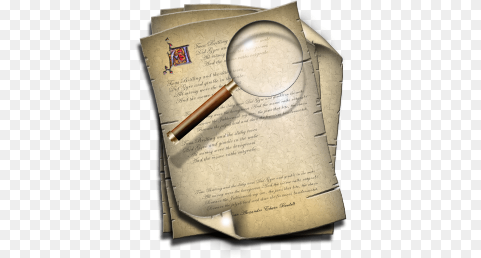 Stack Of Old Documents, Text, Magnifying Png Image