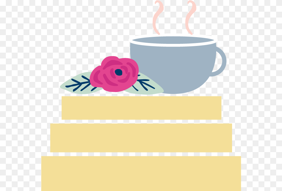 Stacked Books, Cup, Flower, Plant, Rose Png