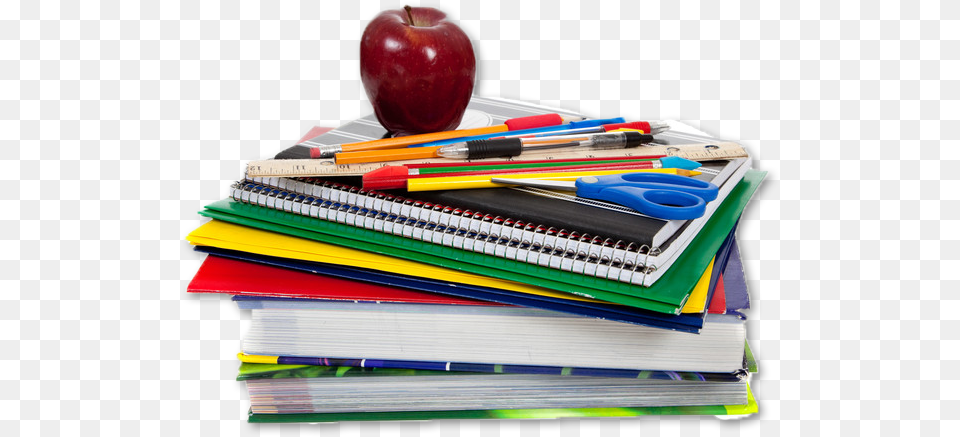 Stacked Books School Books And Supplies, Apple, Food, Fruit, Plant Free Png