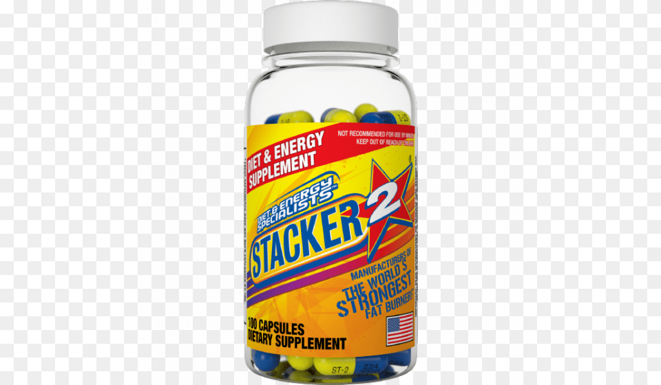 Stacker 2 Dietary Supplement Capsules 100 Ct, Jar, Can, Tin, Ball Png