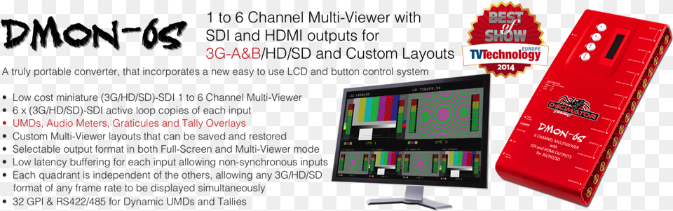 Stacks Image Decimator Dmon 6s 1 To 6 Channel Multiviewer With Sdi, Computer Hardware, Electronics, Hardware, Monitor Free Png Download
