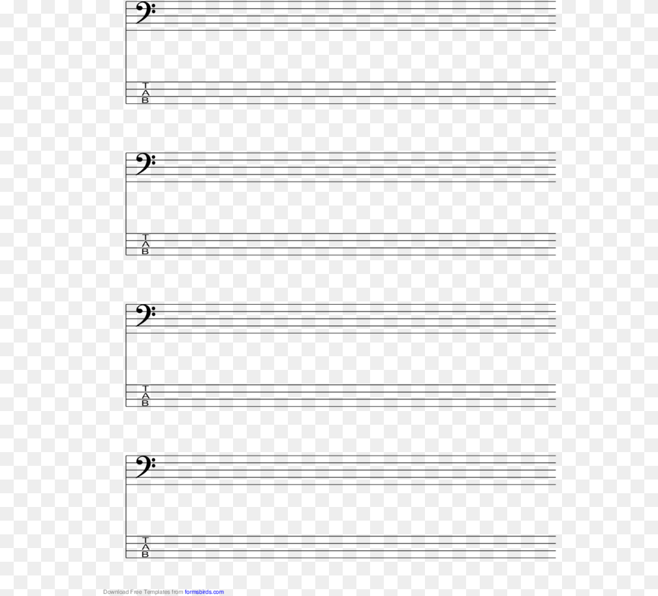 Staff And Tablature Bass Clef 4 Lines Music Paper Sentence Template, Text Free Png Download