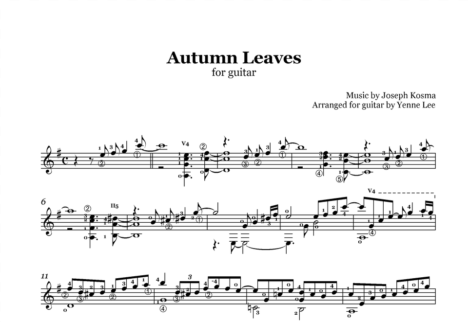Staff Autumn Leaves Joseph Kosma Autumn Leaves Yenne Lee, Sheet Music Png