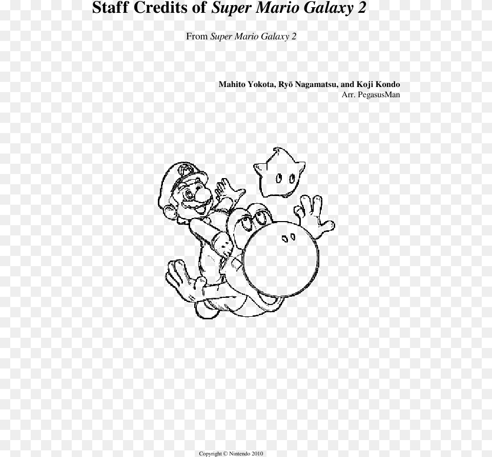 Staff Credits Of Super Mario Galaxy 2 Sheet Music For, Stencil Free Transparent Png