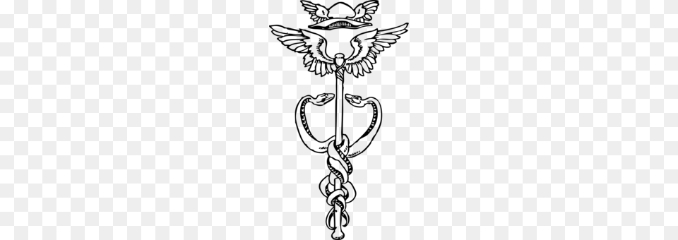 Staff Of Hermes Caduceus As A Symbol Of Medicine, Gray Free Transparent Png