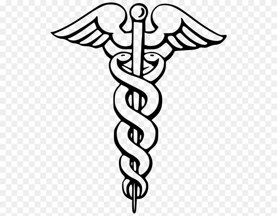 Staff Of Hermes Caduceus As A Symbol Of Medicine Rod Of Asclepius, Gray Free Png