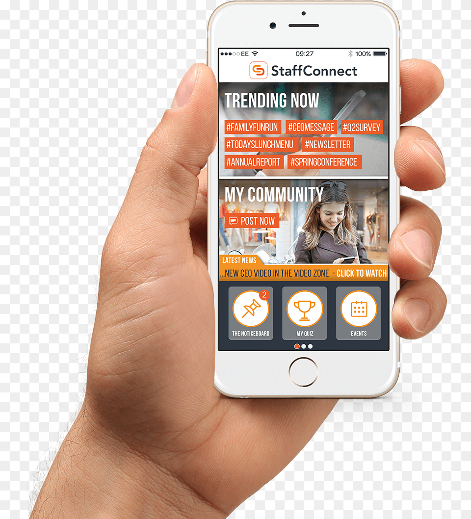 Staffconnect App Iphone 6 Gold Internal Comms App, Phone, Mobile Phone, Electronics, Person Free Png Download