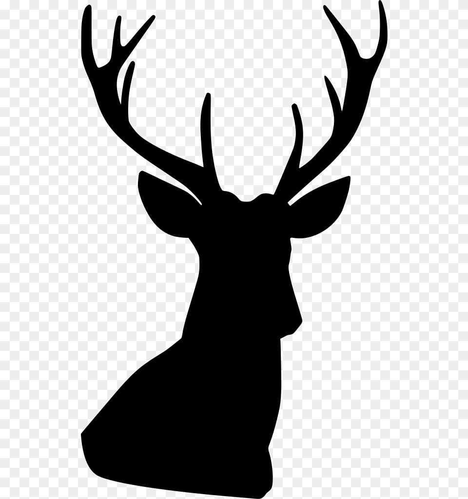 Stag Vector Horns Deer Head Silhouette, Gray Free Transparent Png